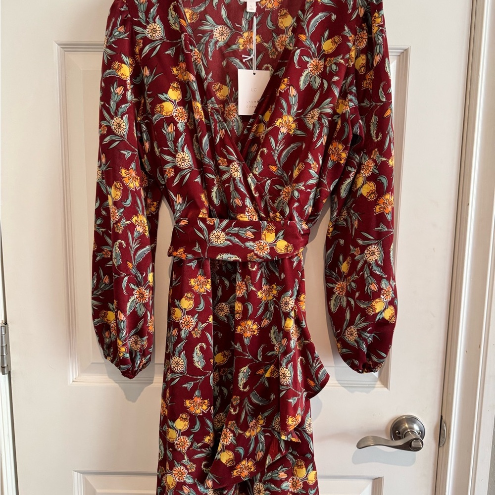 Laura Conrad Fall Floral Wrap Dress